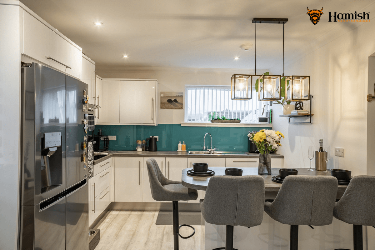 Spacious kitchen with natural light